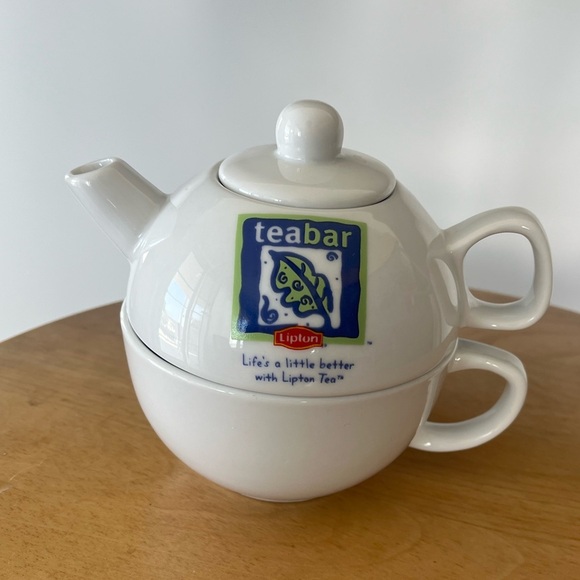 Lipton Teabar Tea Set Pot Cup Lid Rare Ceramic - Picture 1 of 9